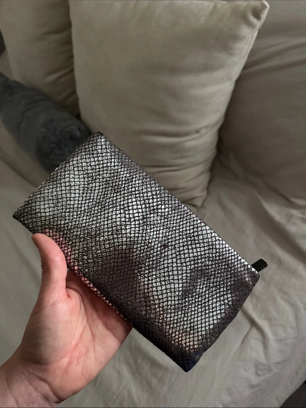 Metallic Silver Tory Burch Clutch Wallet for Women